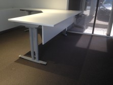 Ecotech 90 Degree Workstation, Truncated Corner Fitted To Silver Grey Arise Act 2 Electric Frame